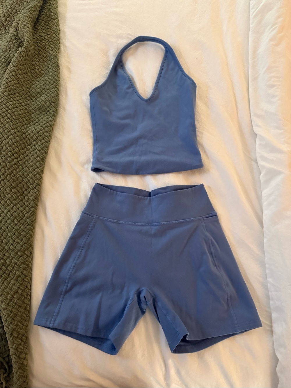 437 Blue Halter Top and Shorts Set / S top / M bottom